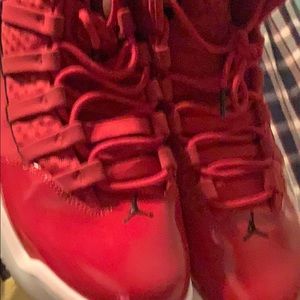 Jumpman red and white jordans